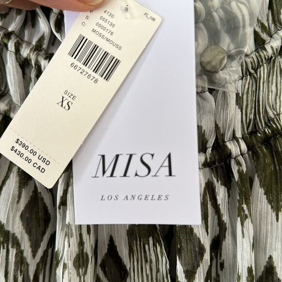 Misa Los Angeles Mercy Mini Dress Sz XS Olive Green Ikat $390 NWT Fairy - Picture 8 of 13
